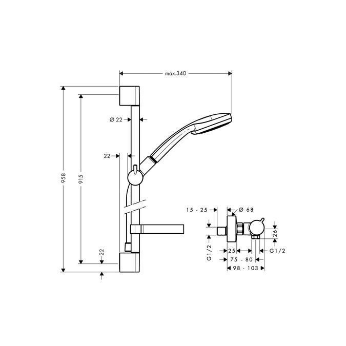 Hansgrohe Ecostat Comfort Combi Thermostatic Shower Set