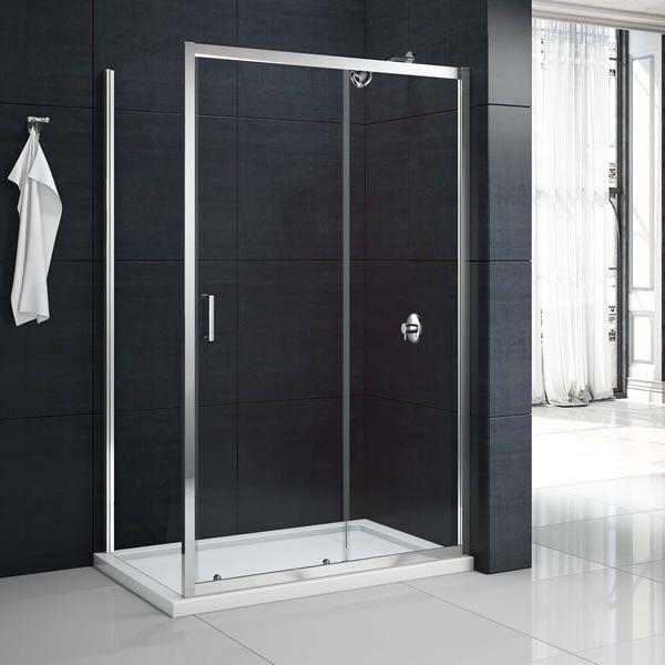 Sleek Merlyn MBOX shower enclosure with chrome frame and glass doors.