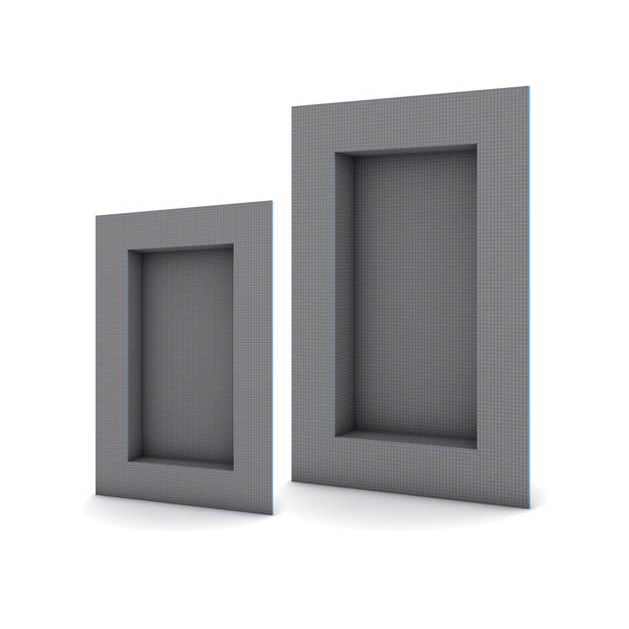 Two gray rectangular shower niches of different sizes on a white background.